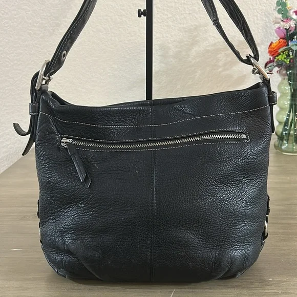 Coach F15064 Black Pebbled Leather Shoulder Bag Hobo Bag Purse - Picture 4 of 15